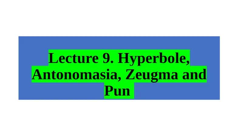 Hyperbole, Antonomasia, Zeugma and Pun 1