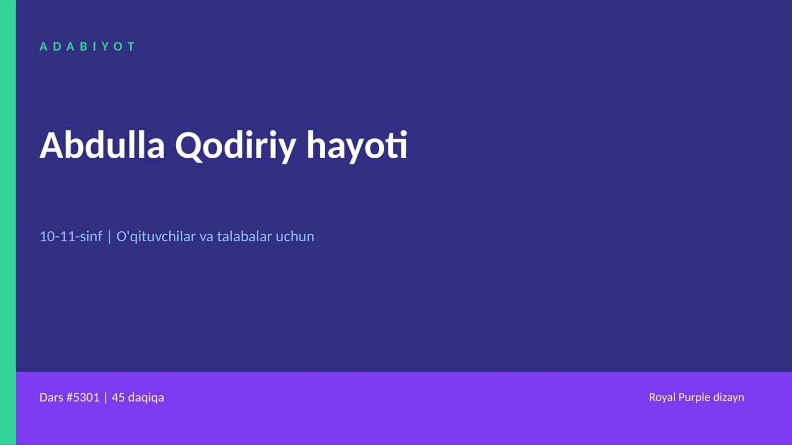 Abdulla Qodiriy hayoti 1