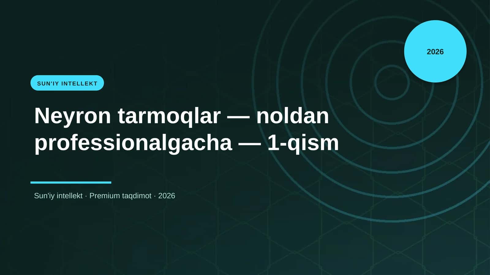 Neyron tarmoqlar — noldan professionalgacha — 1-qism 1