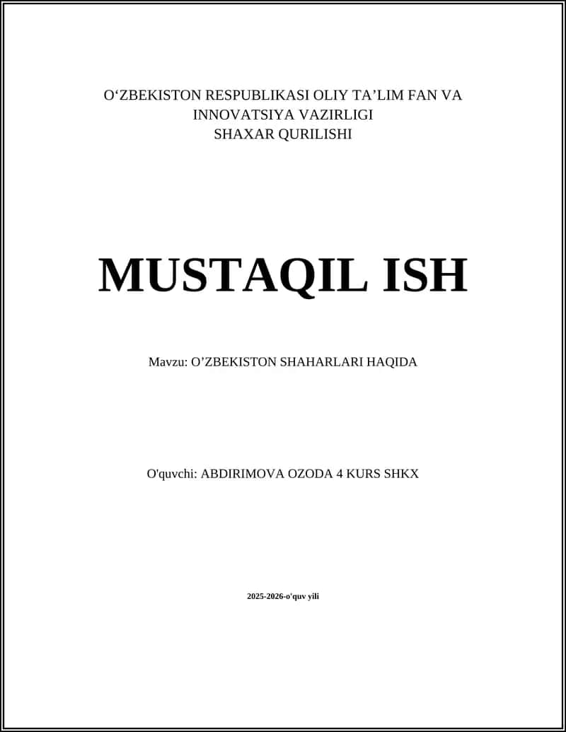 O‘ZBEKISTON SHAHARLARI HAQIDA 1