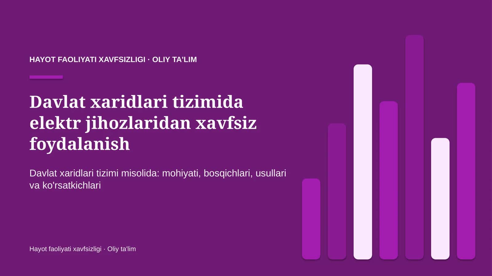 Hayot faoliyati xavfsizligi · Oliy ta'lim 1