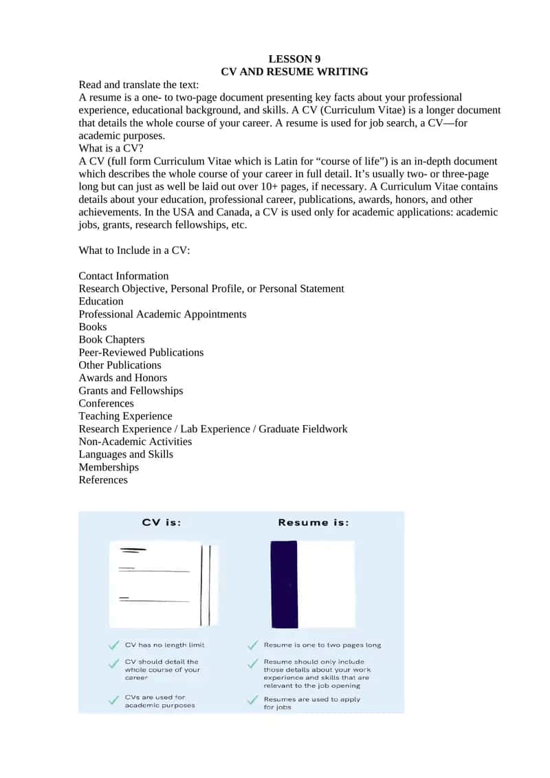 CV AND RESUME WRITING 1