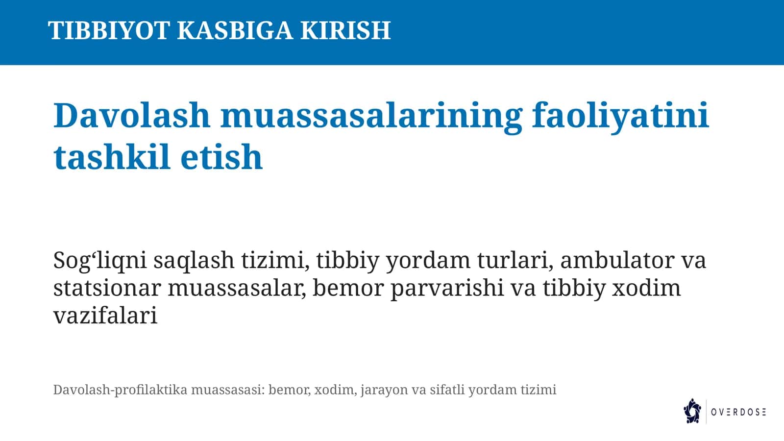 TIBBIYOT KASBIGA KIRISH 1