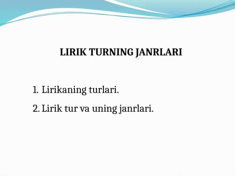 LIRIKTURNINGJANRLARI 1
