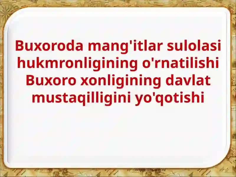 Mang’itlar sulolasi hukmronligi