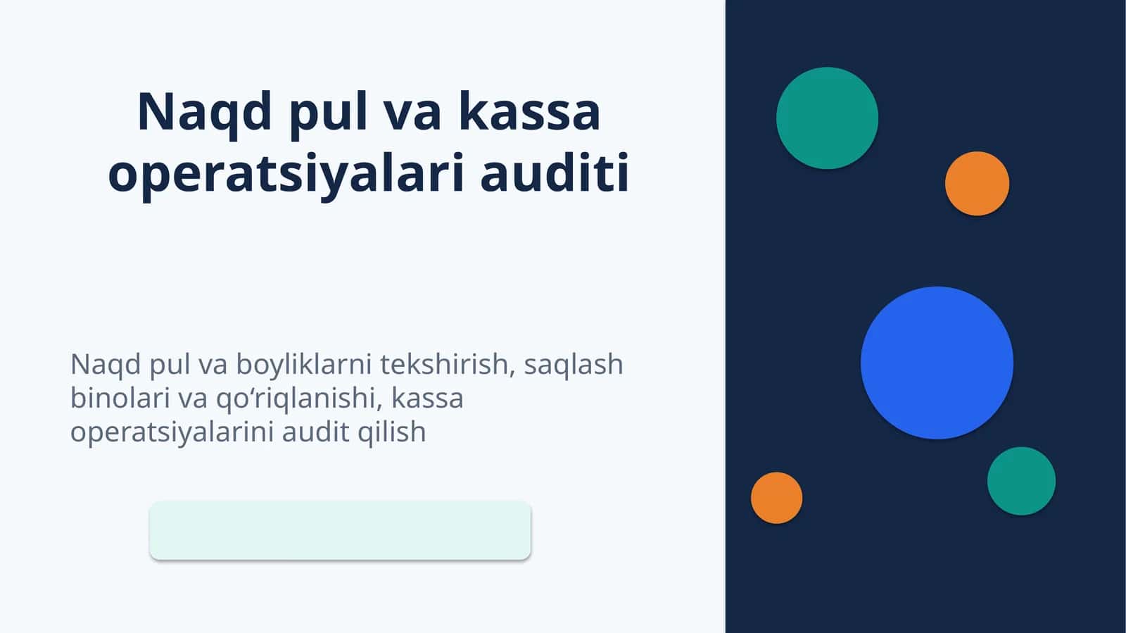 Naqd pul va kassa operatsiyalari auditi 1