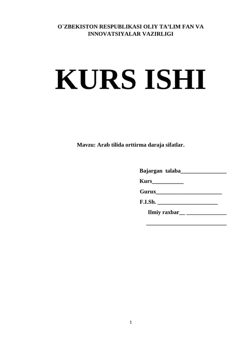 Arab tilida orttirma daraja sifatlar 1