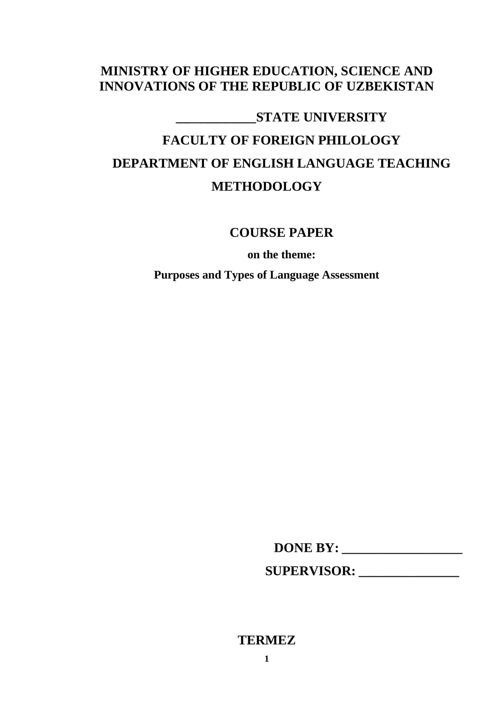 Purposes and Types of Language Assessment 1