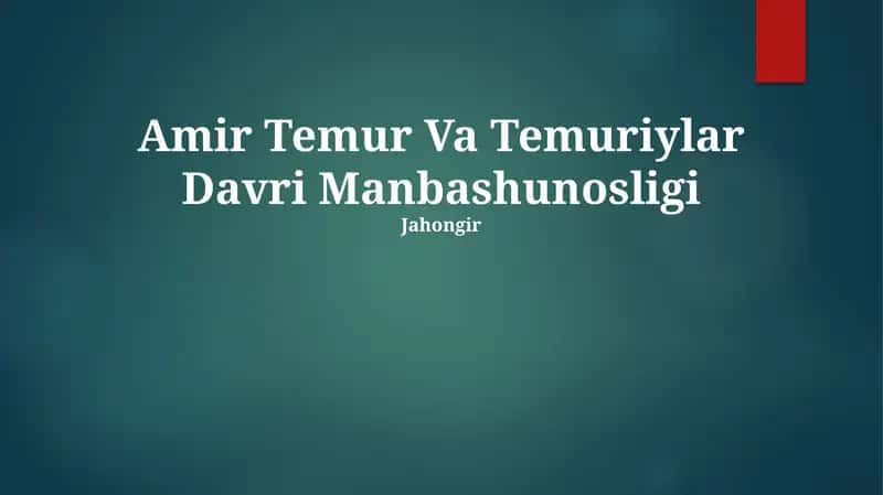 Amir Temur Va Temuriylar Davri Manbashunosligi 1