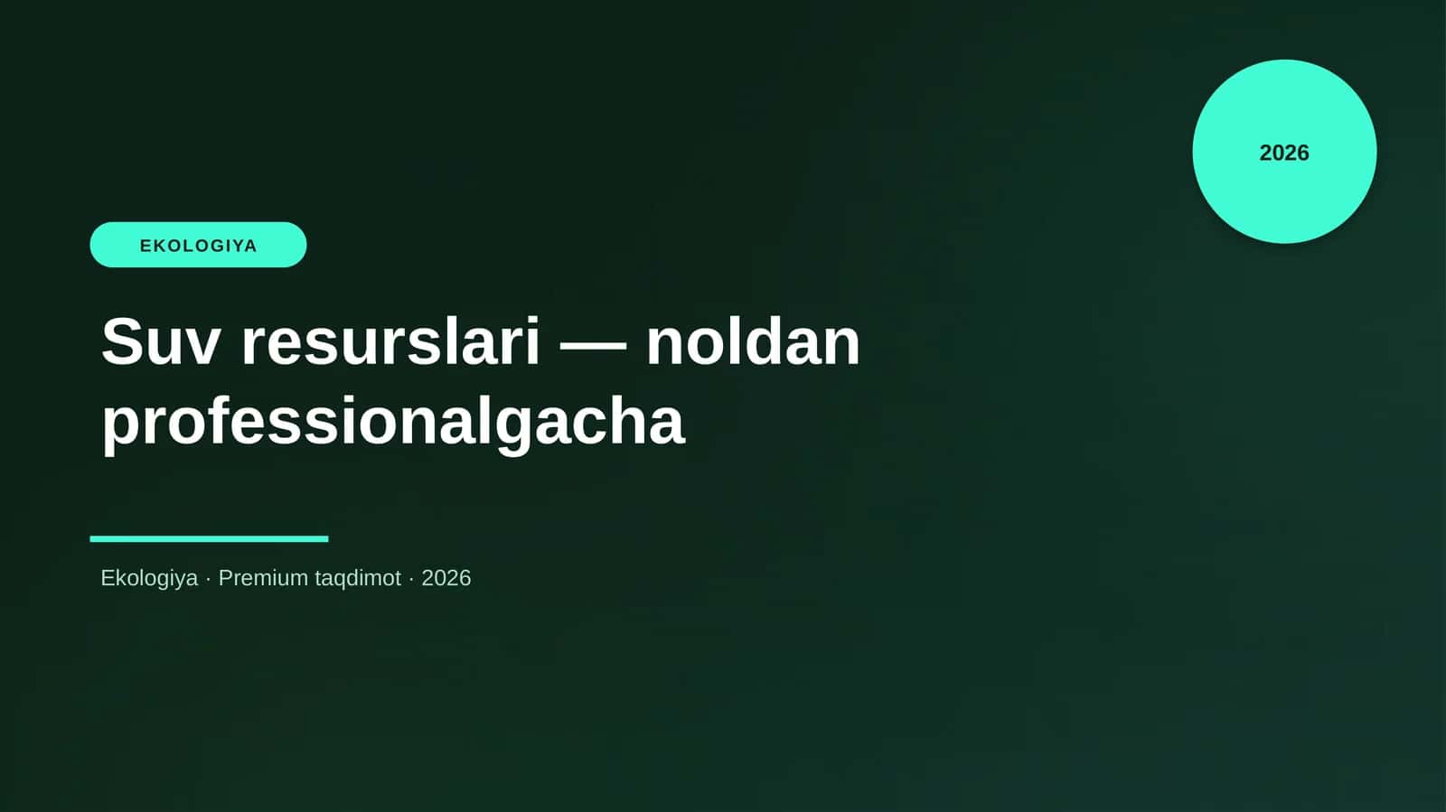 Suv resurslari — noldan professionalgacha 1