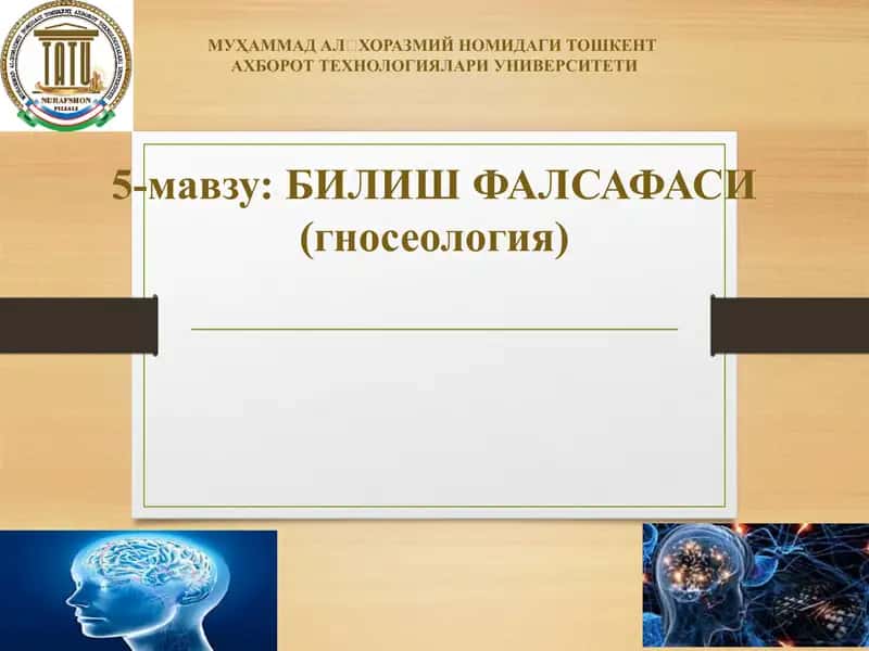 БИЛИШ ФАЛСАФАСИ (гносеология) 1