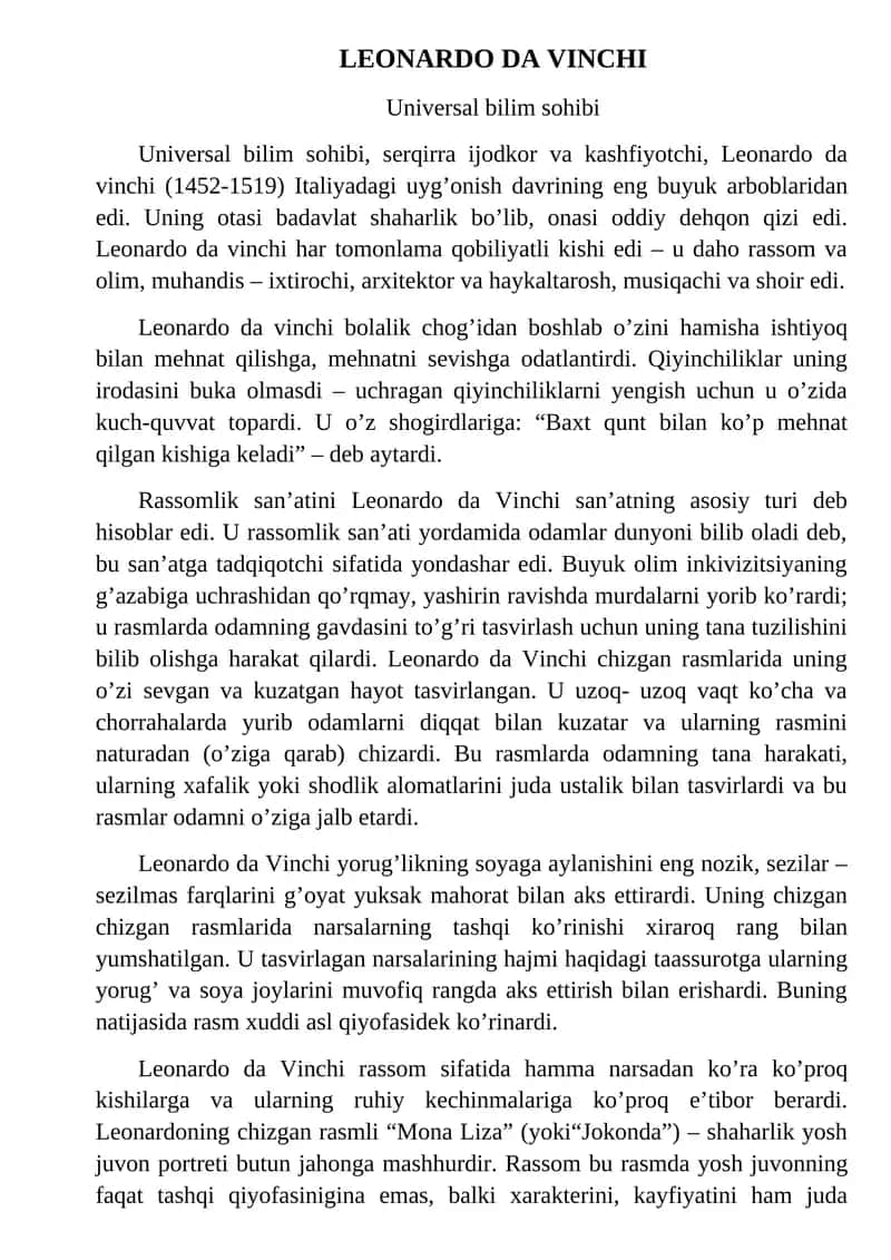 LEONARDO DA VINCHI 1