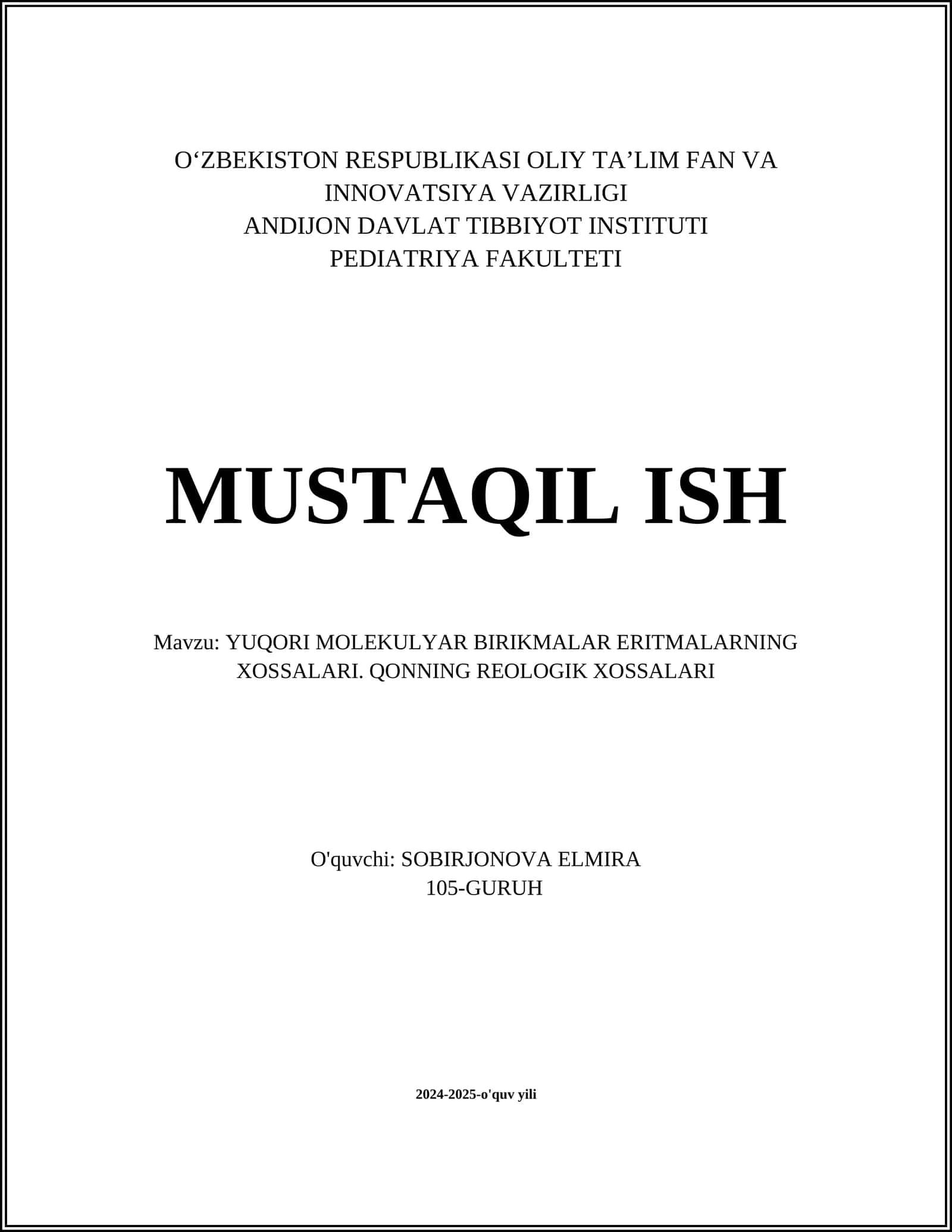 Yuqori molekulyar birikmalar eritmalarning xossalari 1