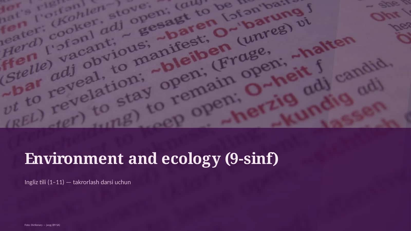 Environment and ecology (9-sinf) 1