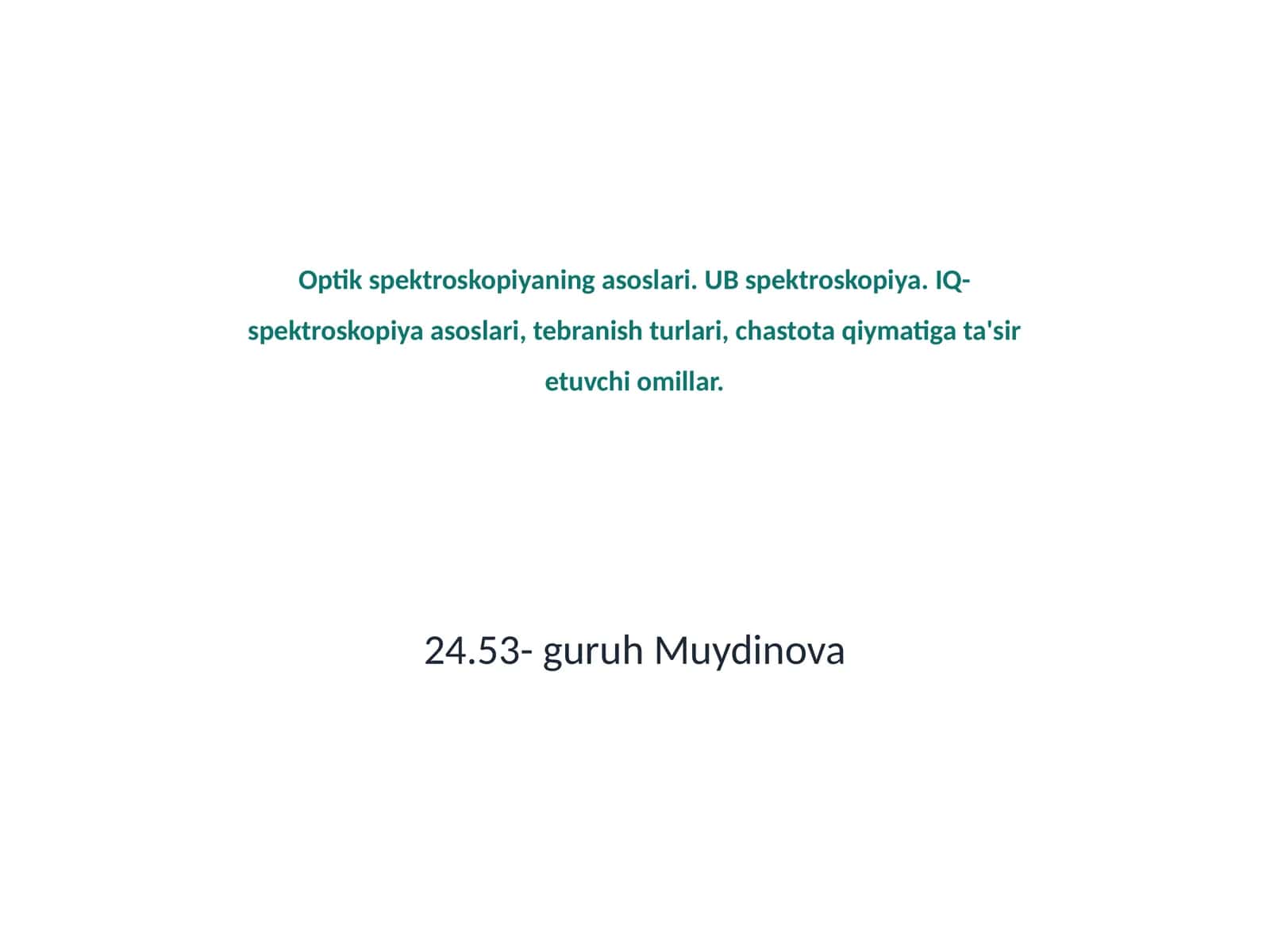 Optik spektroskopiyaning asoslari 1