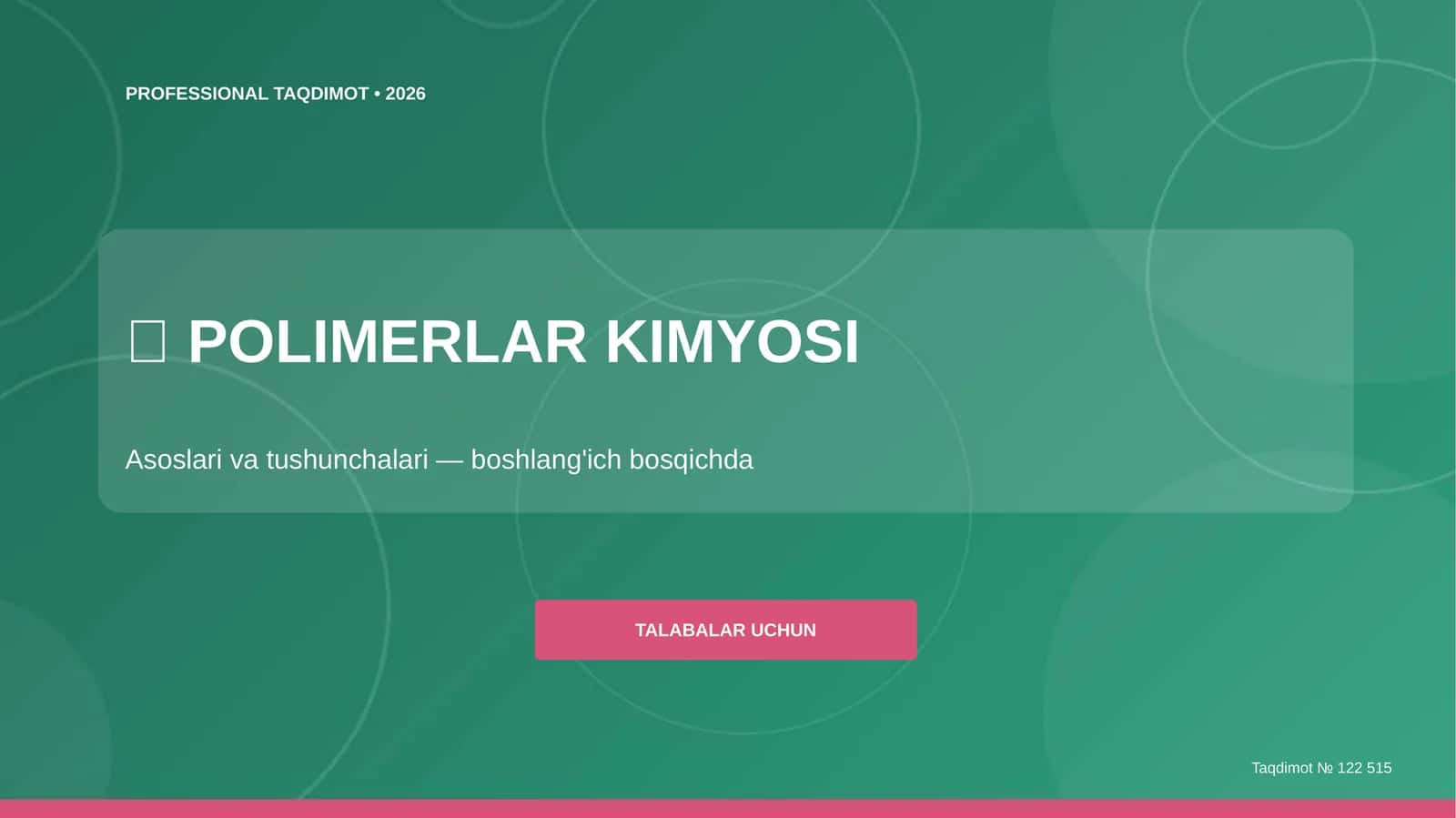 POLIMERLAR KIMYOSI 1