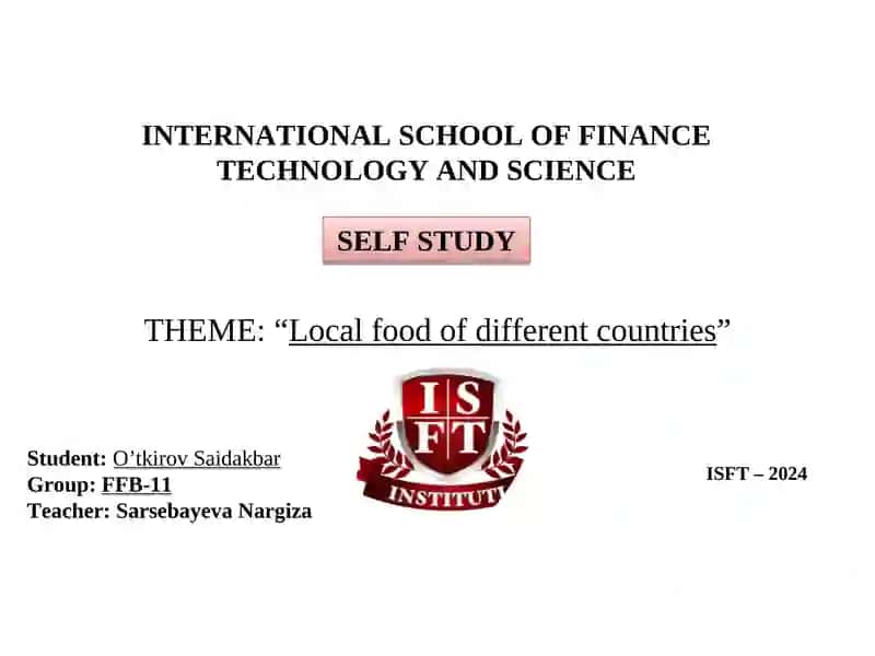 Local food of different countries