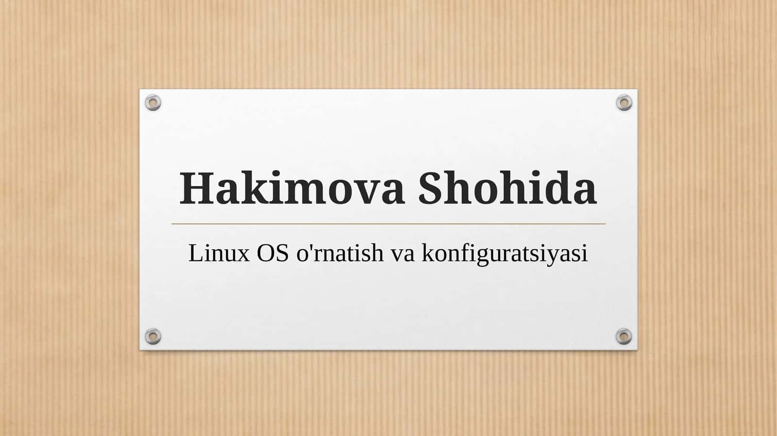 Linux OSo'rnatish va konfiguratsiyasi 1