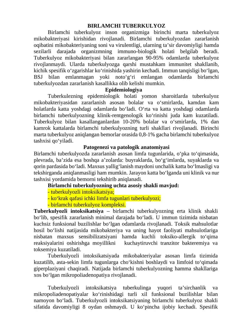BIRLAMCHI TUBERKULYOZ 1