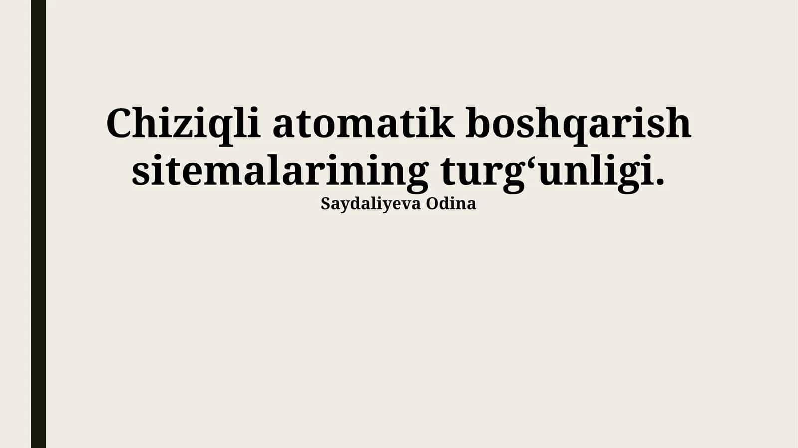Chiziqli Avtomatik Boshqarish Tizimlarining Barqarorligi Tushunchasi 1