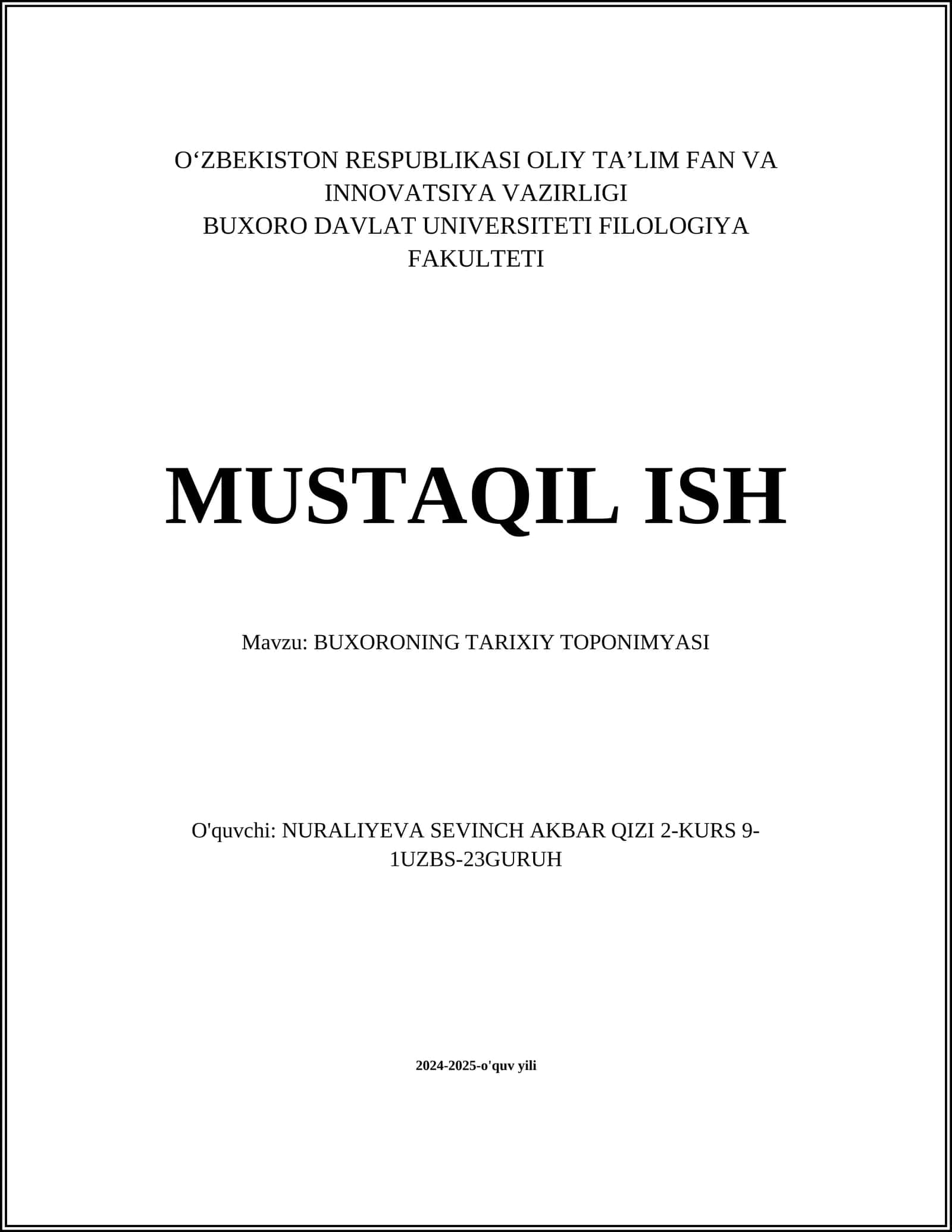BUXORONING TARIXIY TOPONIMYASI 1