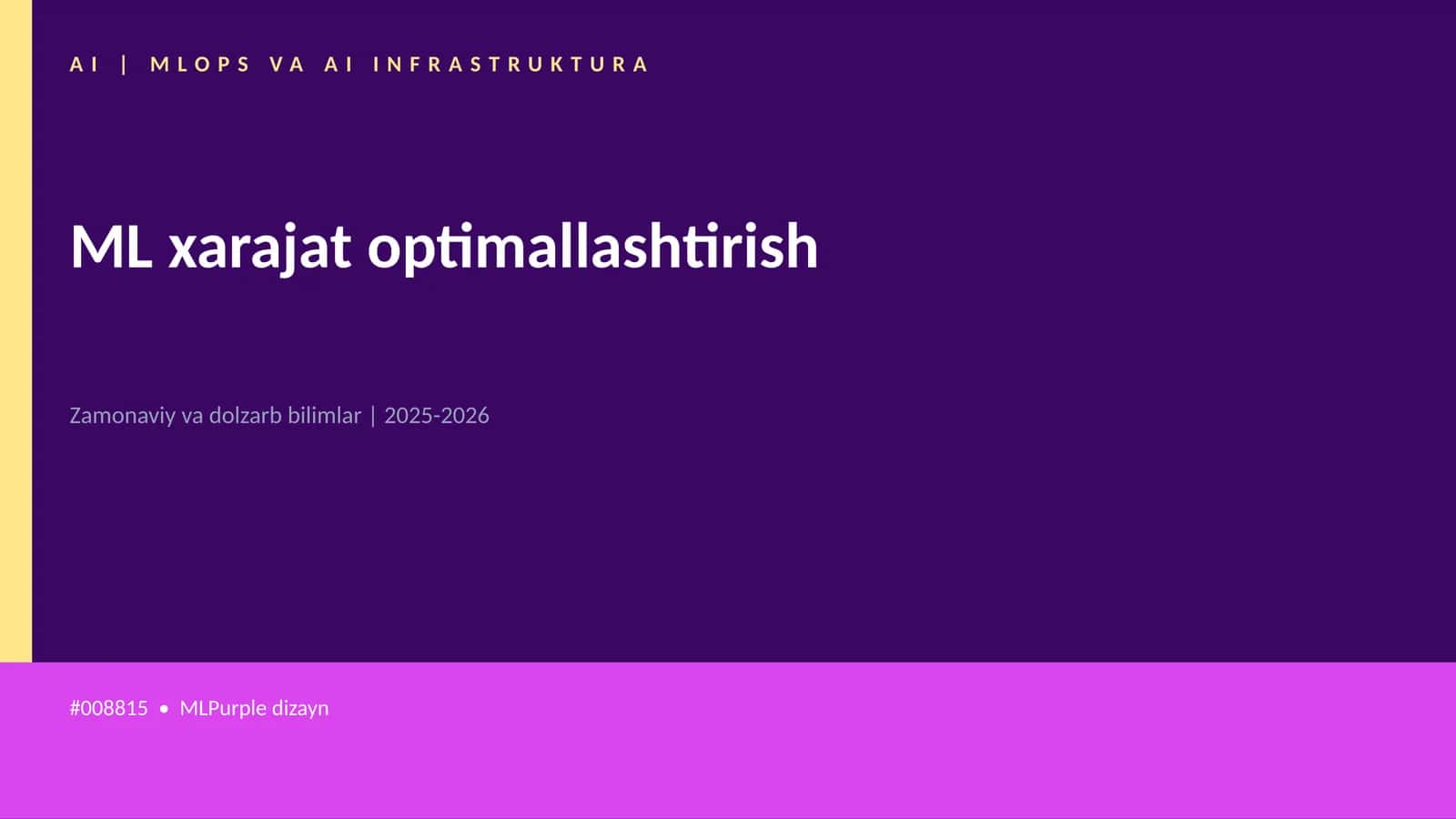 ML xarajat optimallashtirish 1