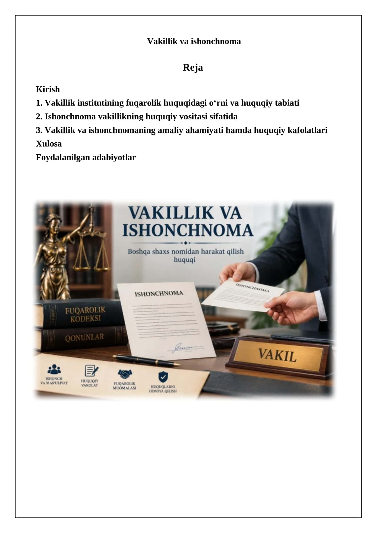 Vakillik va ishonchnoma 1