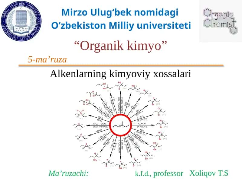 Alkenlarning kimyoviy xossalari 1