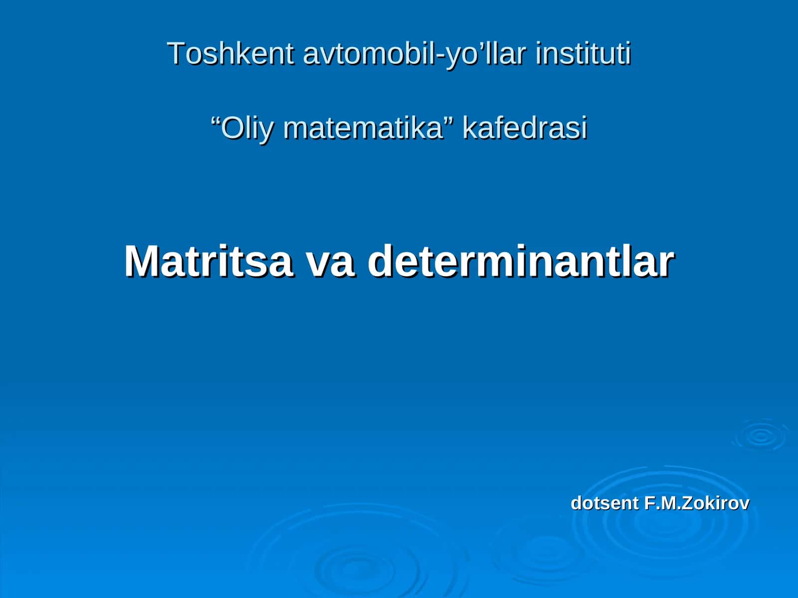 Matritsa vа dеtеrminаntlаr 1