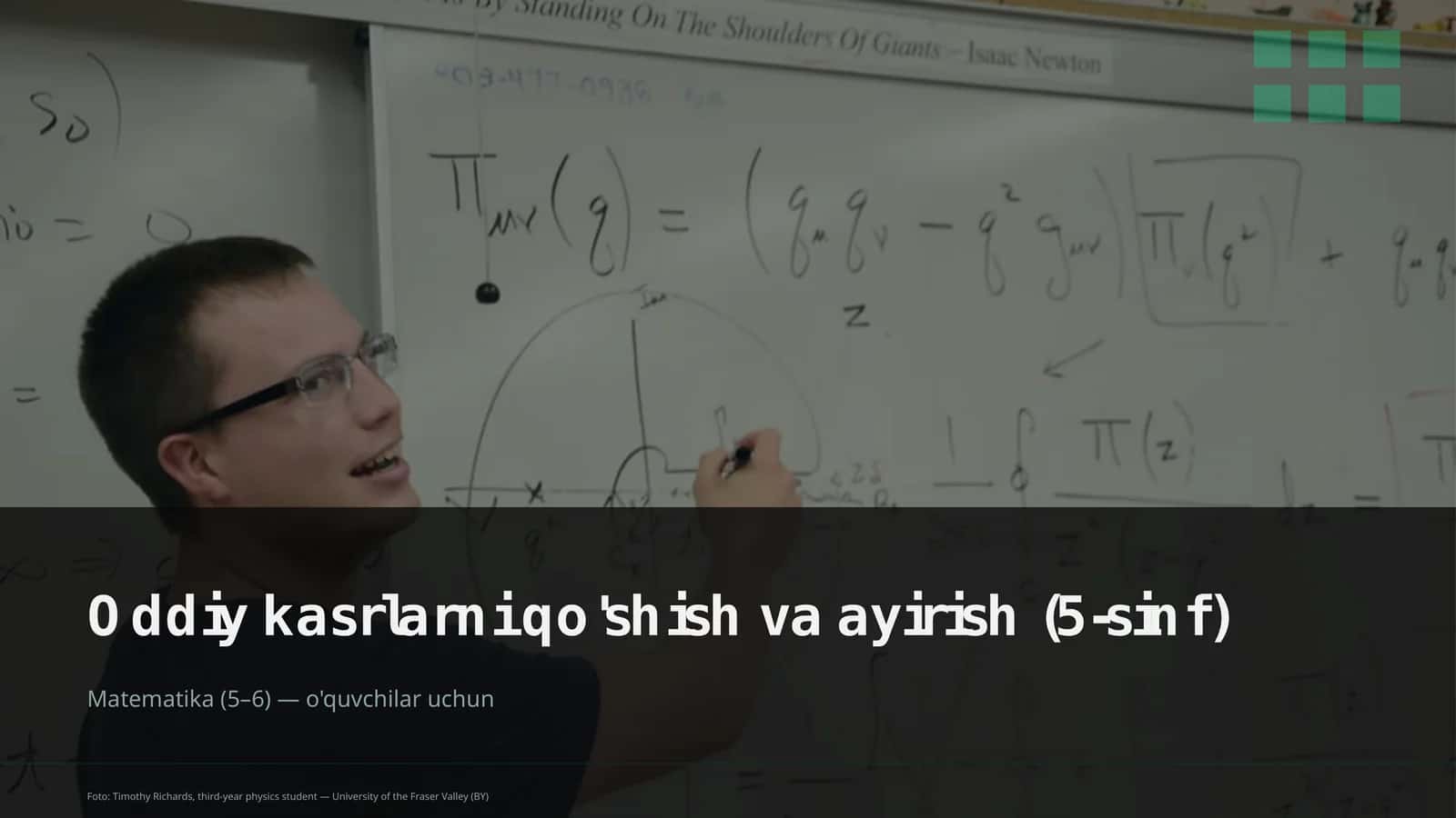 Oddiy kasrlarni qo'shish va ayirish (5-sinf) 1