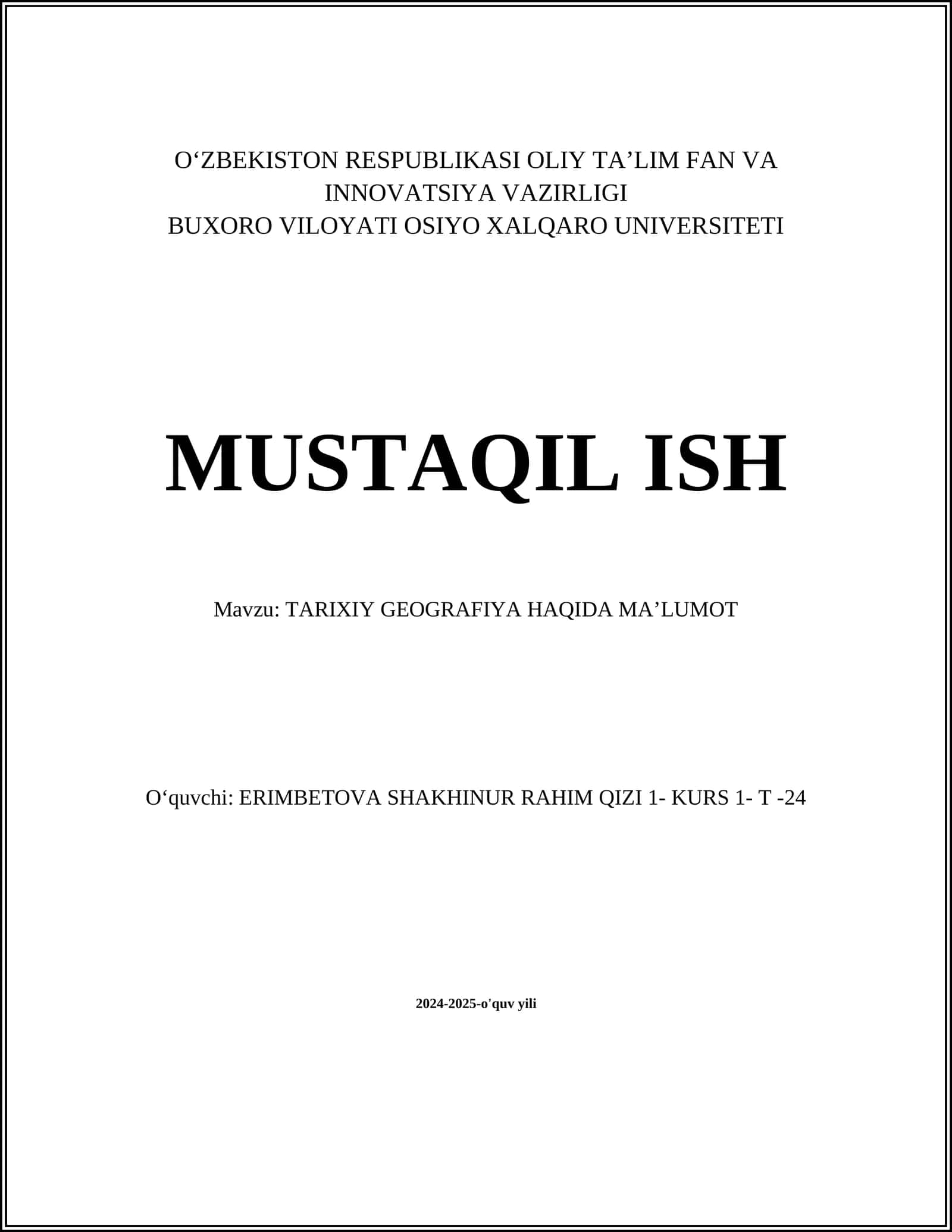 TARIXIY GEOGRAFIYA HAQIDA MAʼLUMOT 1