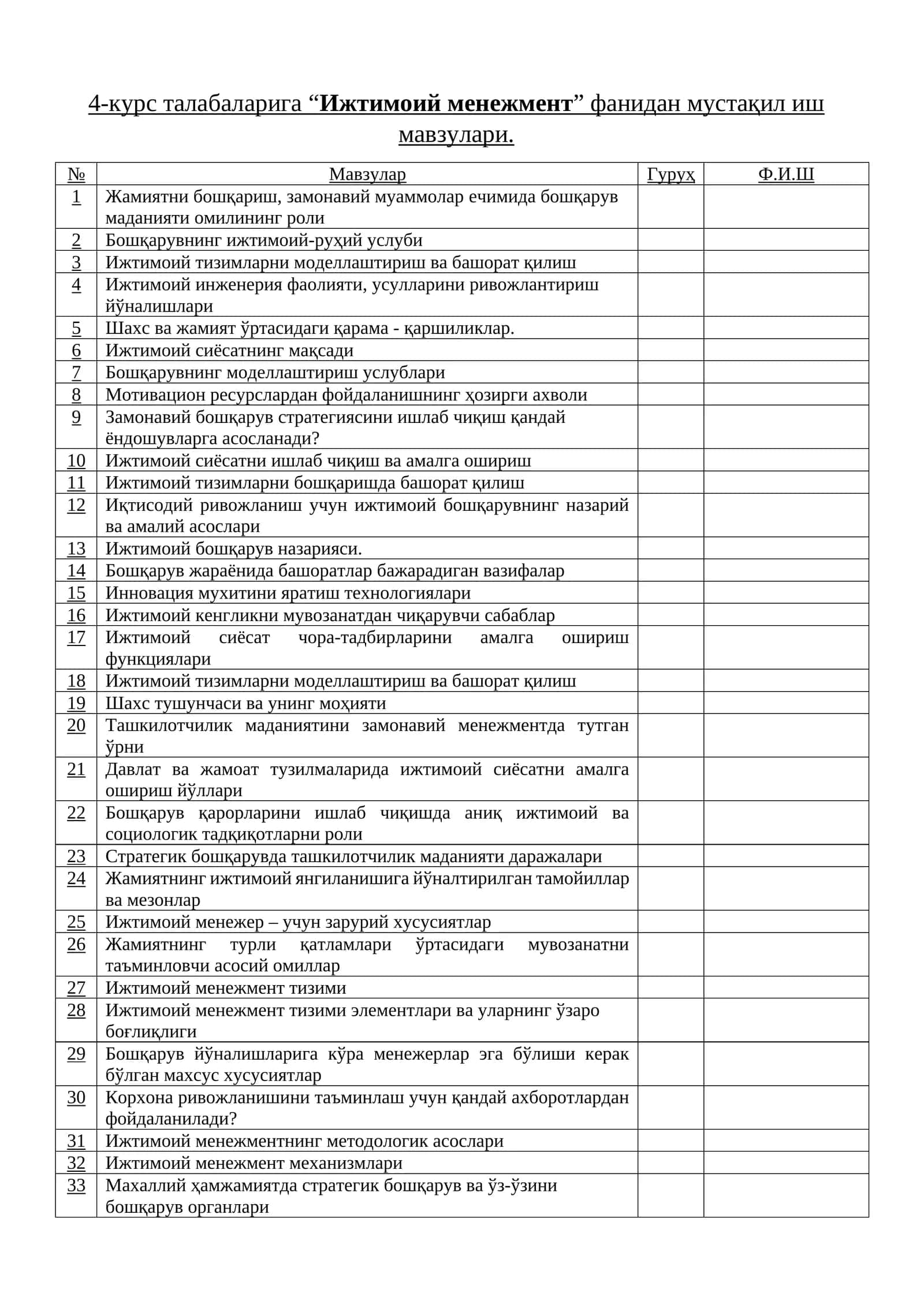 Ижтимоий менежмент 1