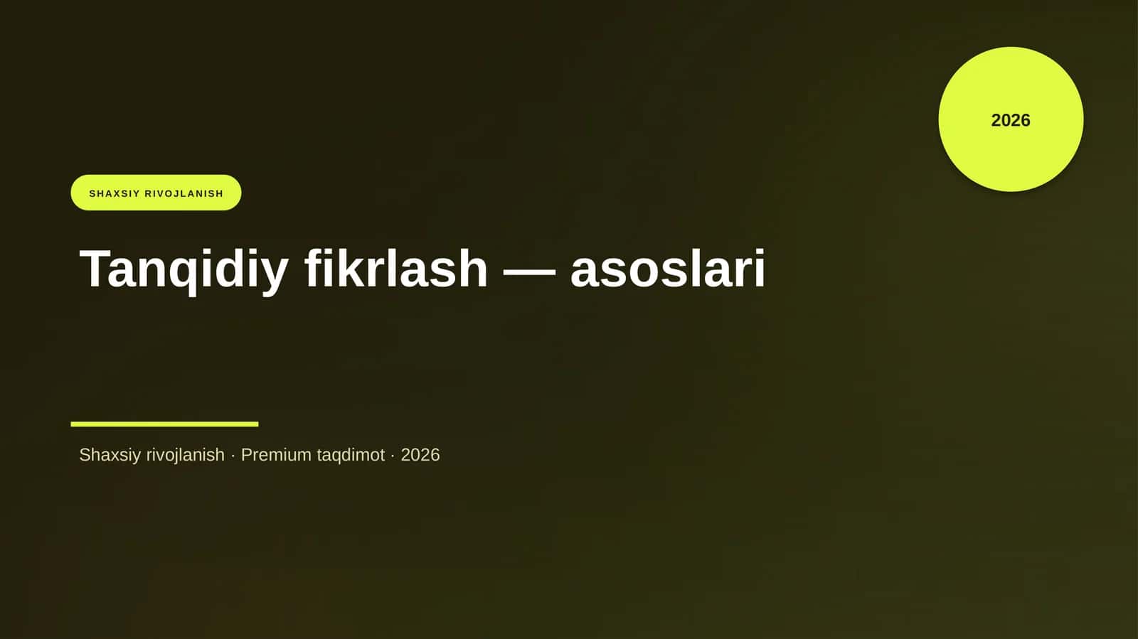 Tanqidiy fikrlash — asoslari 1