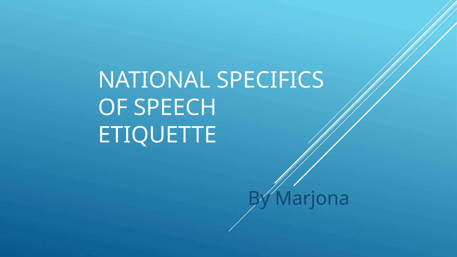 National specifics of speech etiquette 1