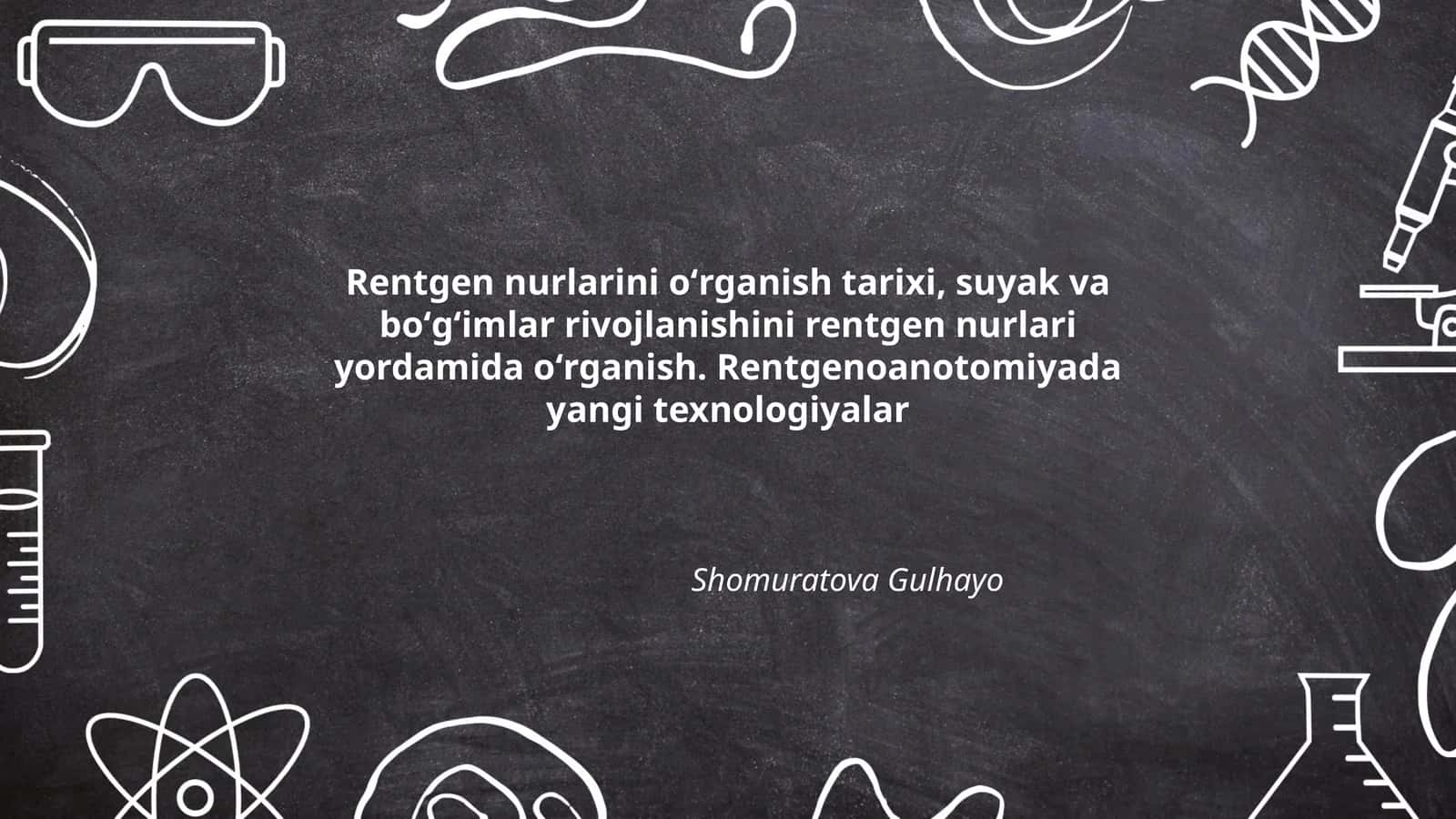 Rentgen nurlarini oʻrganish tarixi, suyak va boʻgʻimlar rivojlanishini rentgen nurlari yordamida oʻrganish 1