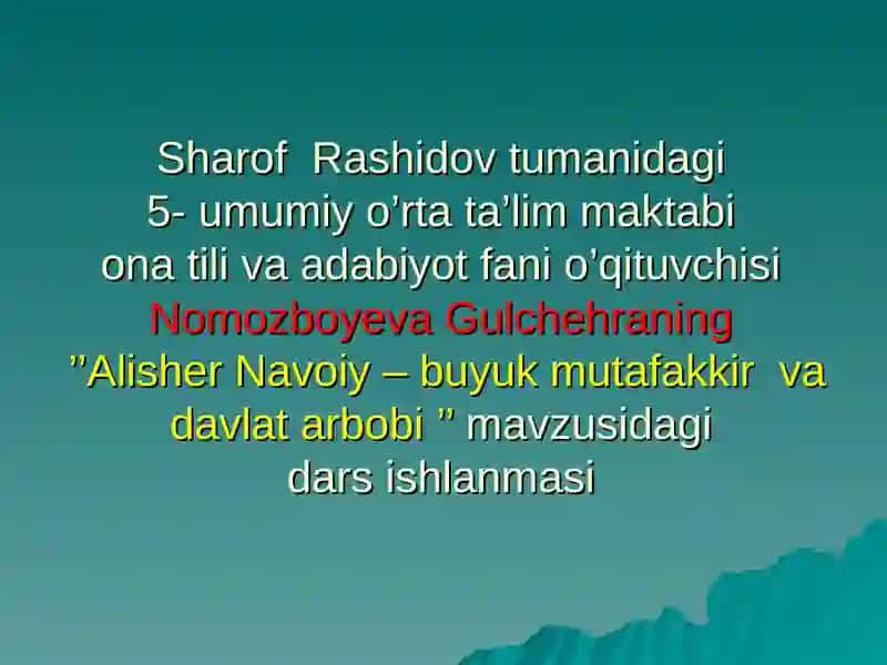 Alisher Navoiy – buyuk mutafakkir va davlat arbobi