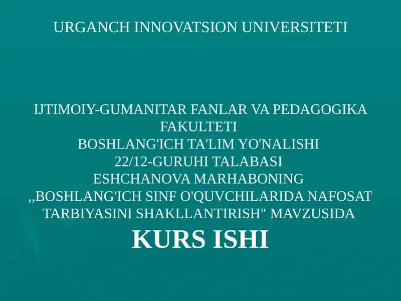 "Nafosat tarbiyasi" 1