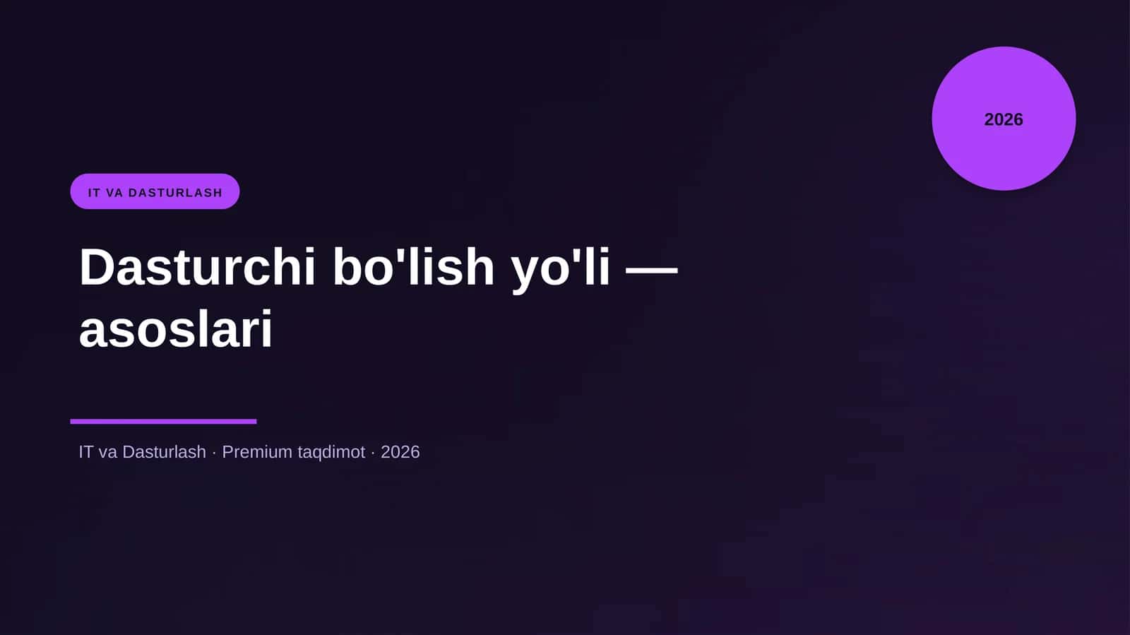 Dasturchi bo'lish yo'li — asoslari 1