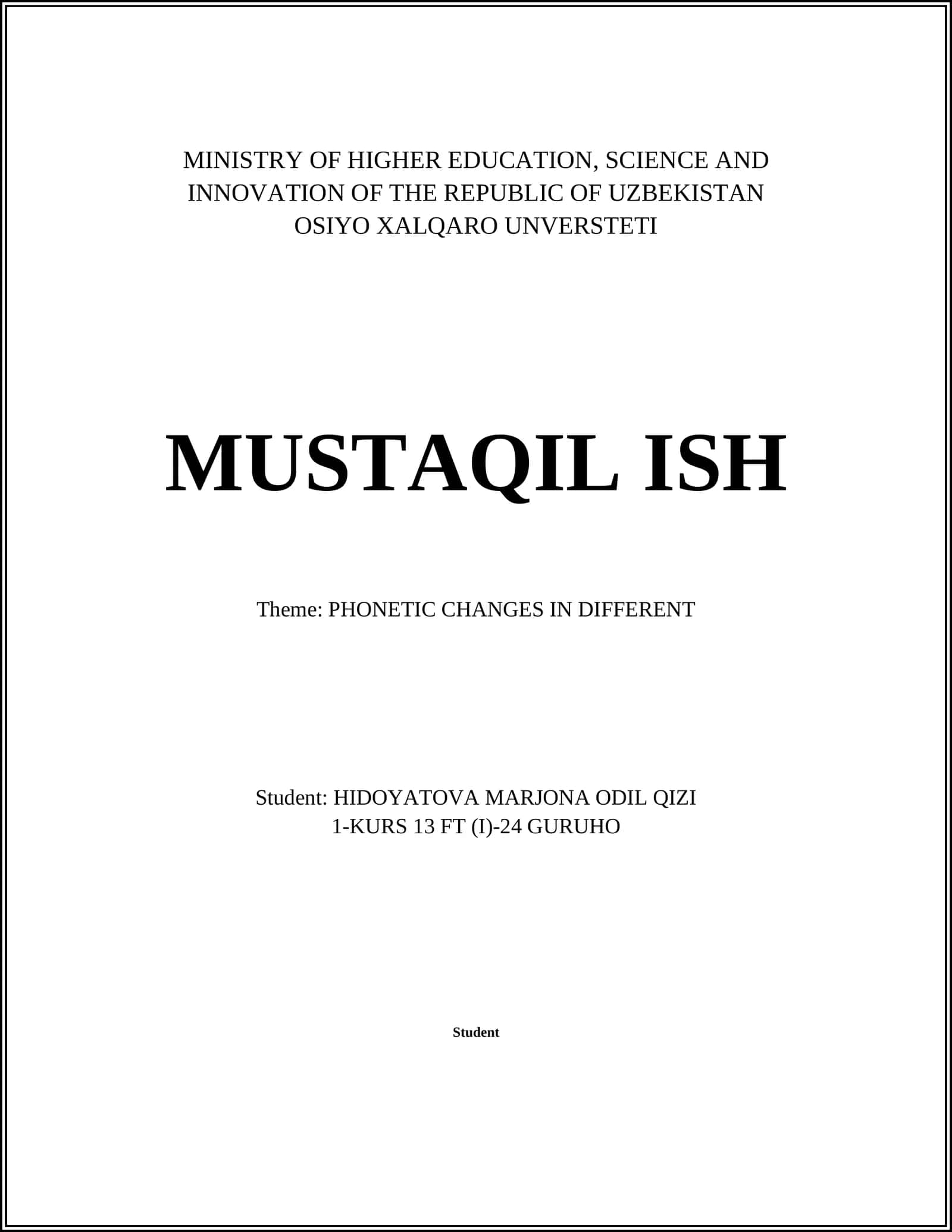MUSTAQIL ISH 1