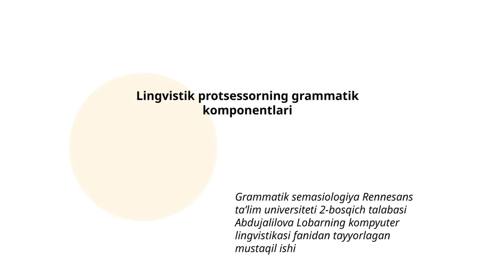 Lingvistik protsessorning grammatik komponentlari 1