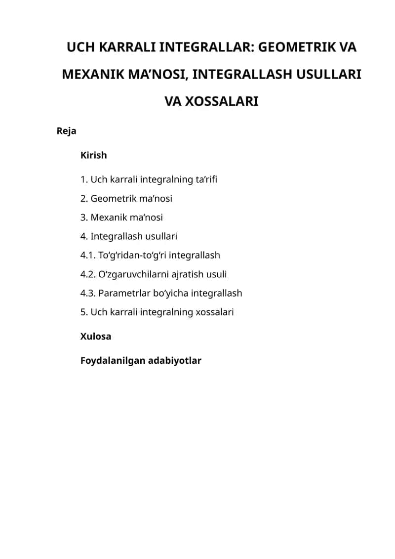 Uch karrali integrallar 1