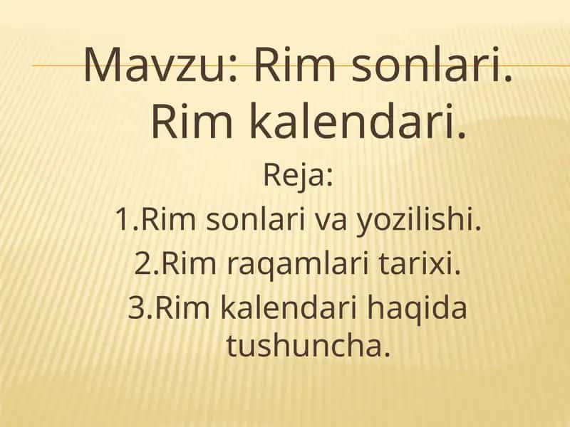 Rim sonlari. Rim kalendari 1