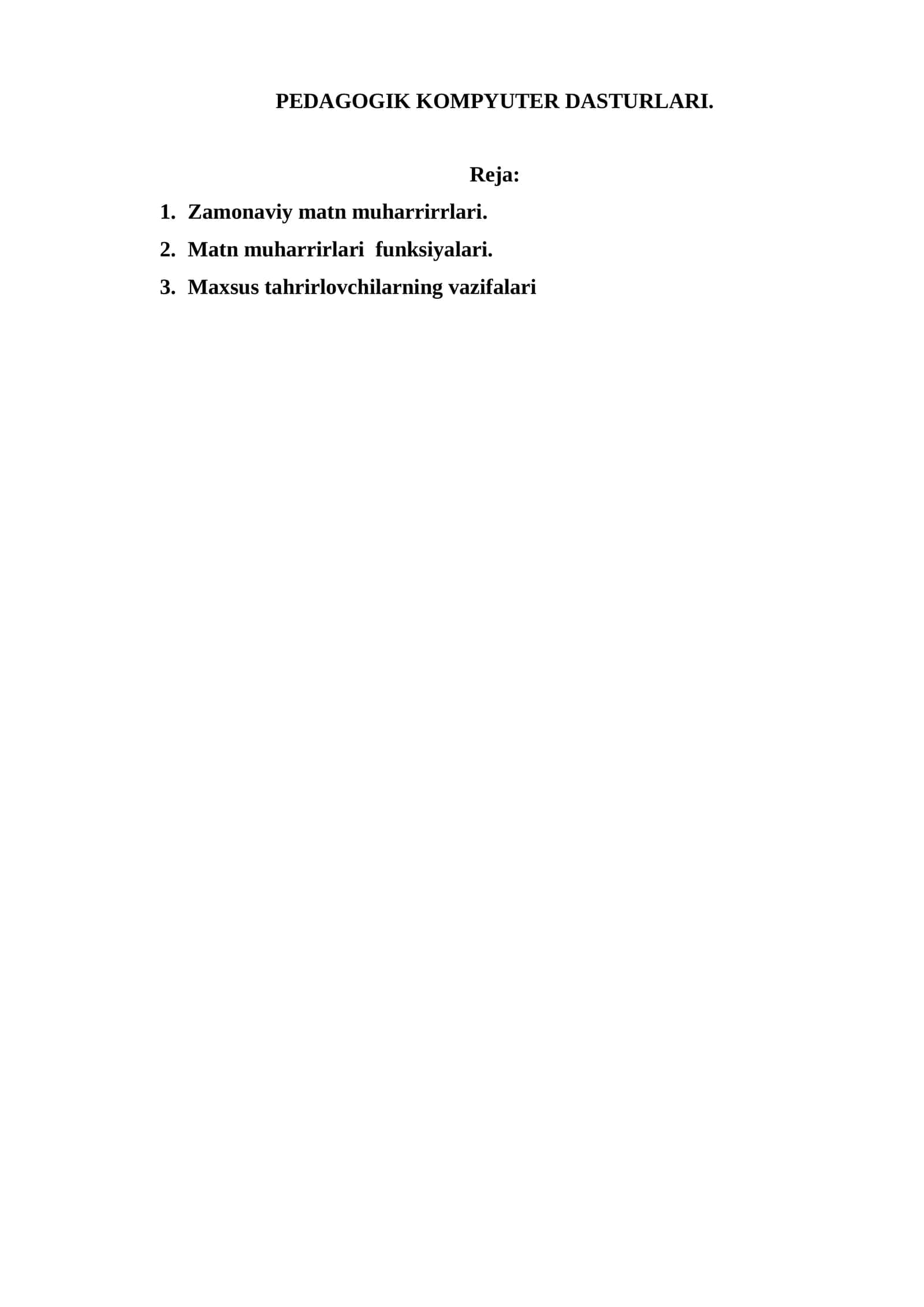PEDAGOGIK KOMPYUTER DASTURLARI 1
