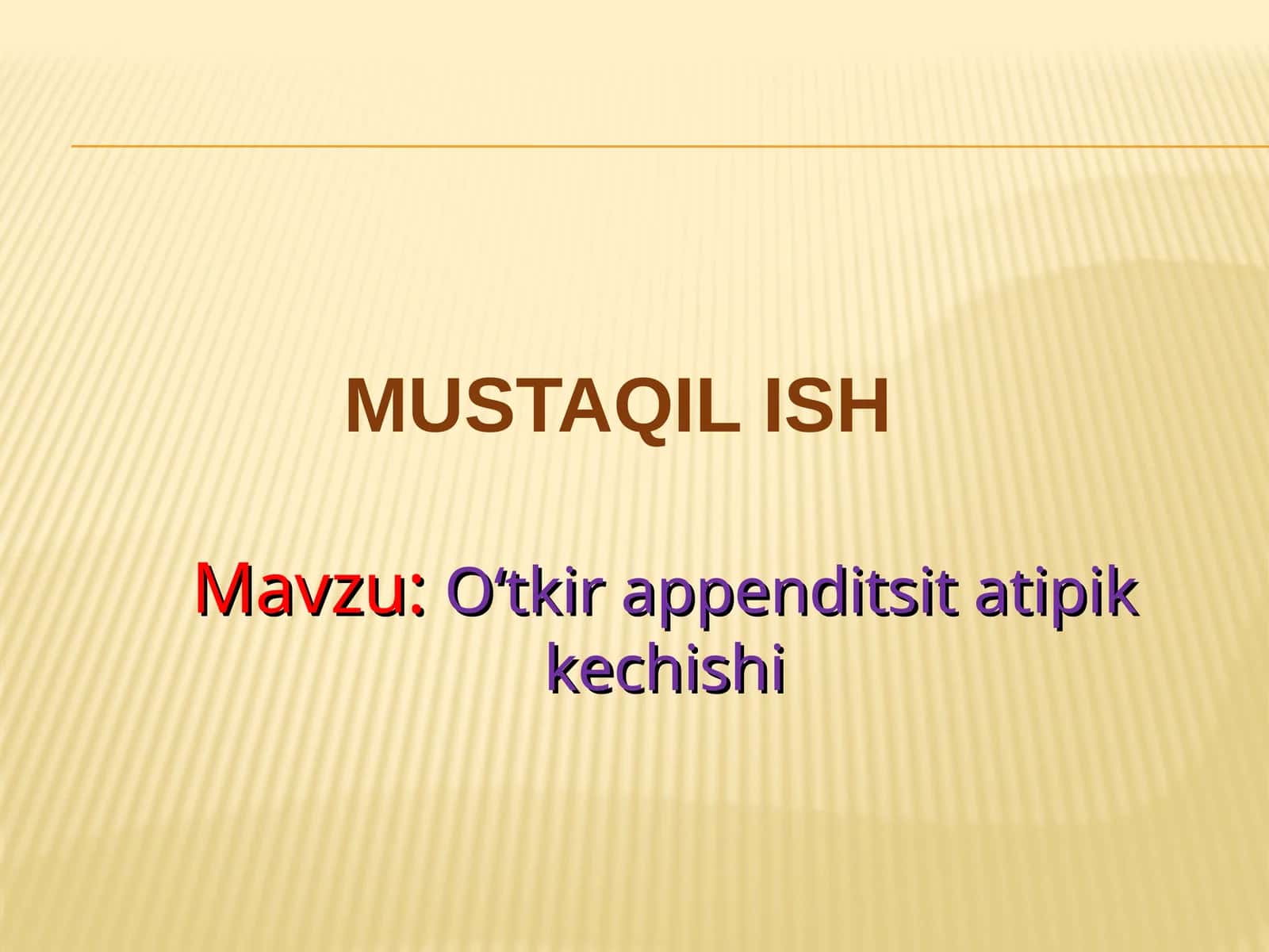 Oʻtkir appenditsit tippik kechishi 1