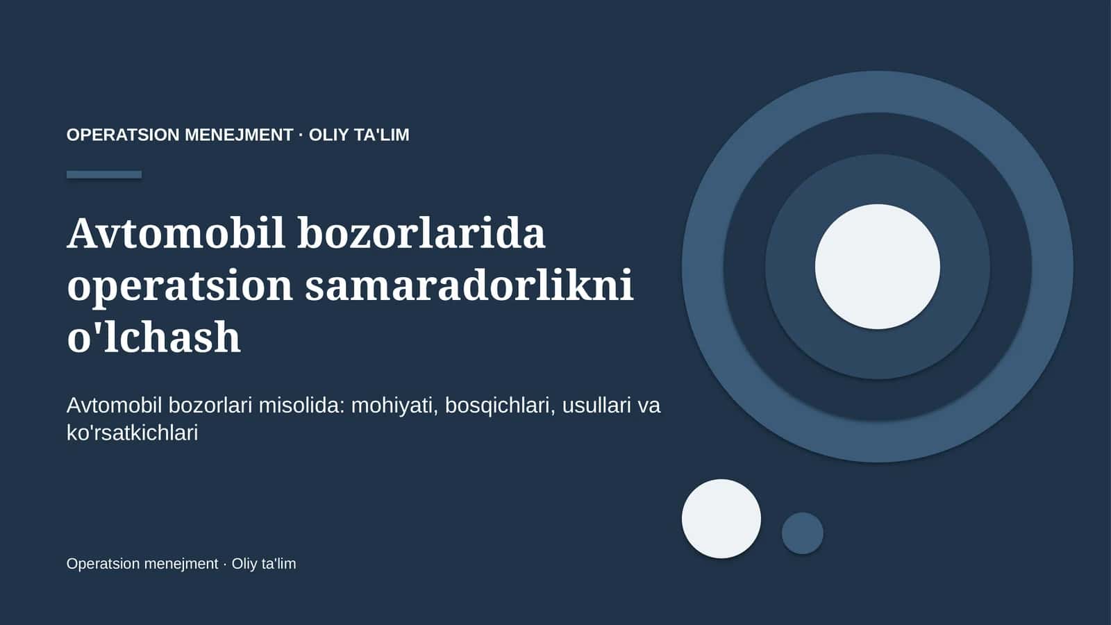 Operatsion menejment · Oliy ta'limga kirish 1