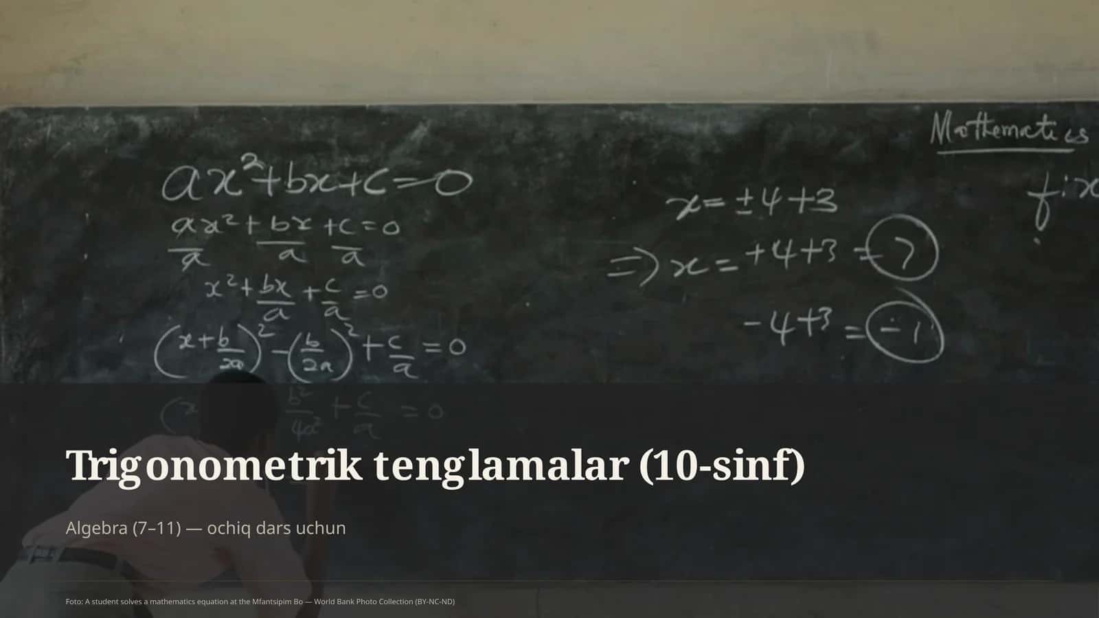 Trigonometrik tenglamalar (10-sinf) 1