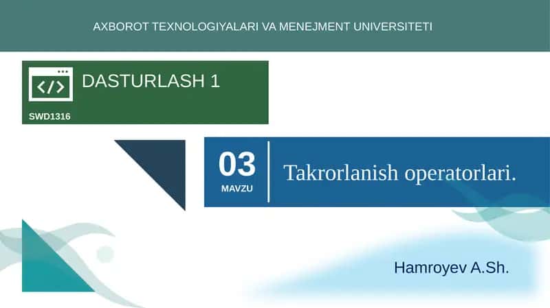 DASTURLASH 1 1