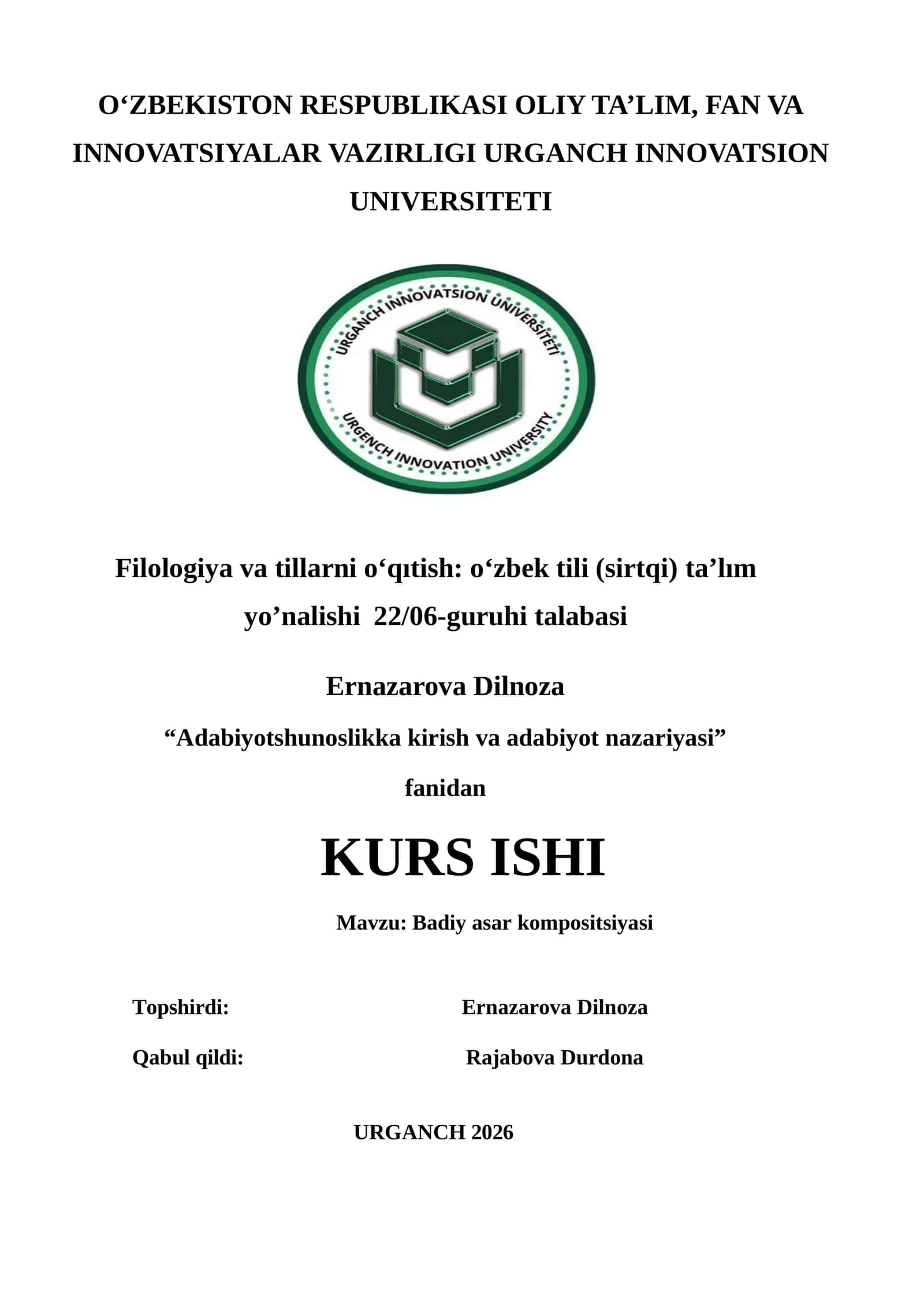 Badiy asar kompositsiyasi 1