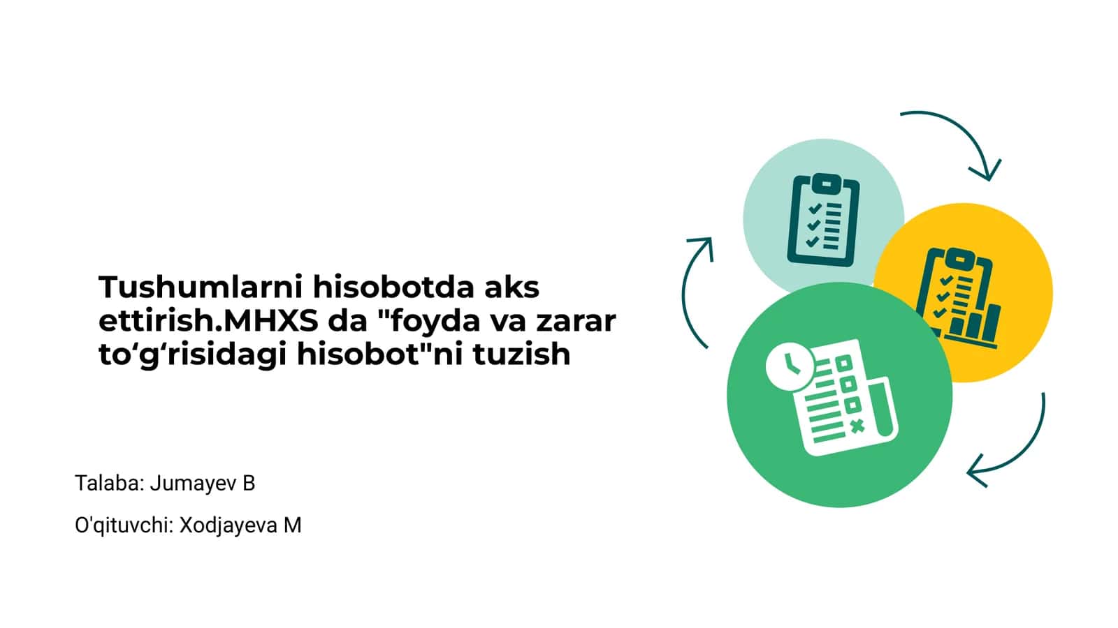 Tushumlarni hisobotda aks ettirish 1