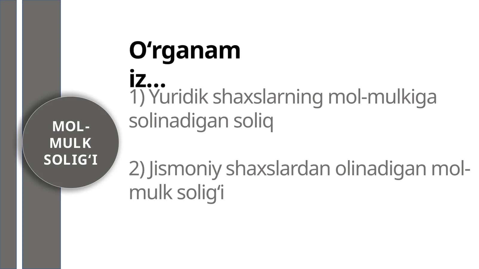 MOL-MULK SOLIGʻI 1